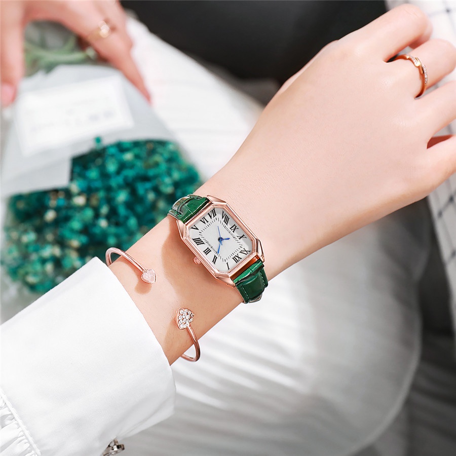 Đồng Hồ Nữ Dây Da Mặt Chữ Nhật Thời Trang