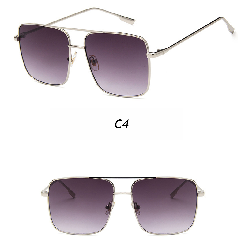 Kính mát gọng vuông kim loại bảo vệ chống tia cực tím cho nữ