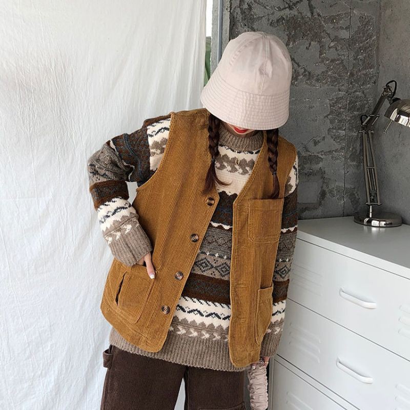 [Order] Áo khoác gile túi hộp chất nhung gân kiểu Hàn Quốc (ảnh thật) | BigBuy360 - bigbuy360.vn