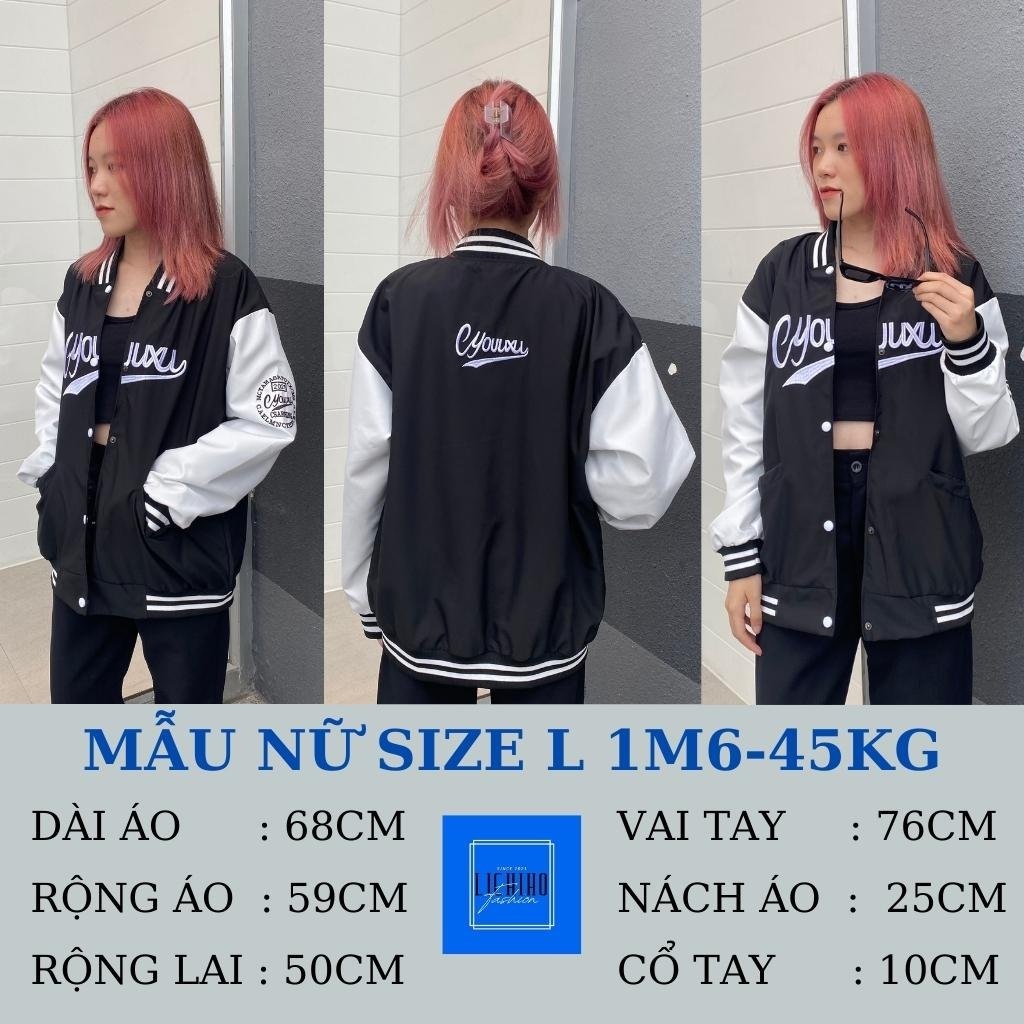Áo khoác bomber unisex form rộng CYOUUXU Varsity jacket bóng chày nam nữ vải dù 2 lớp LCH