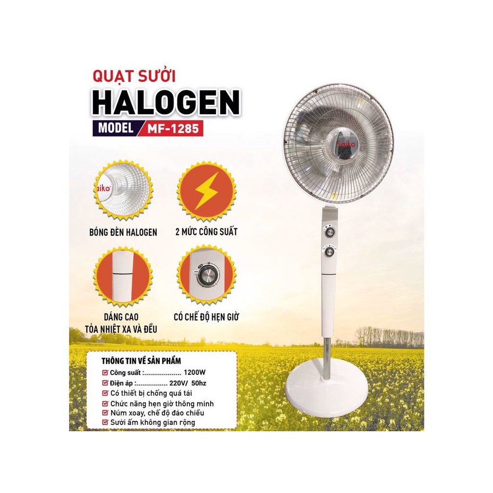 Quạt sưởi Halogen Saiko MF-1285 - Hàng Chính Hãng