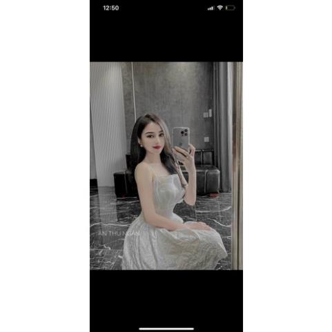 [ 𝐅𝐑𝐄𝐄 𝐒𝐇𝐈𝐏 ]  VÁY GẤM HOA XỐP NGẮN KÈM TƠ DÂY NGỌC 2 MÀU