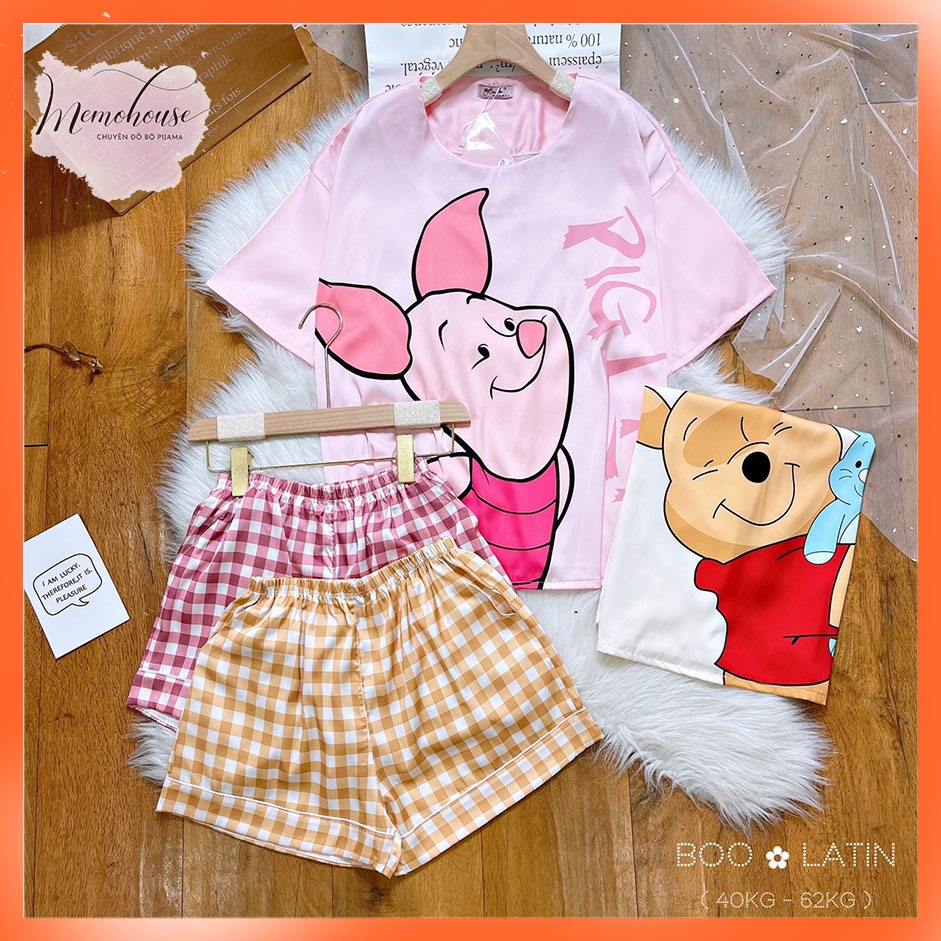 Phần 6_Đồ Mặc Nhà Pijama Lụa Latin Quần ĐÙI Freesize - Form Tiểu Thư