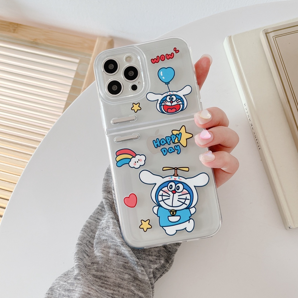 Ốp Điện Thoại Silicon TPU Mềm Trong Suốt Hình Doraemon 3D Cho iPhone 13 12 11 Pro Max XS Max XR