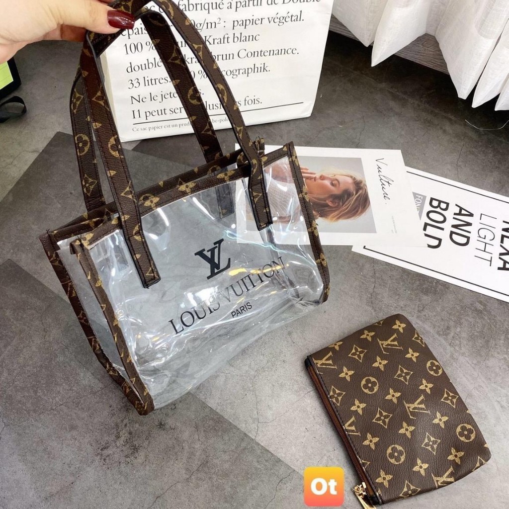 Túi Nữ Trong Suốt LV Có Kèm Ví Nhỏ Thời Trang Hot Trend