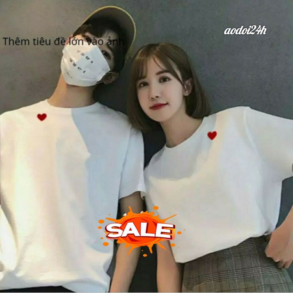 Áo Đôi From Rộng 🌻 Freeship 🌻 Áo Đôi Nam Nữ Cá Tính Trái Tim Đỏ Trước Ngực
