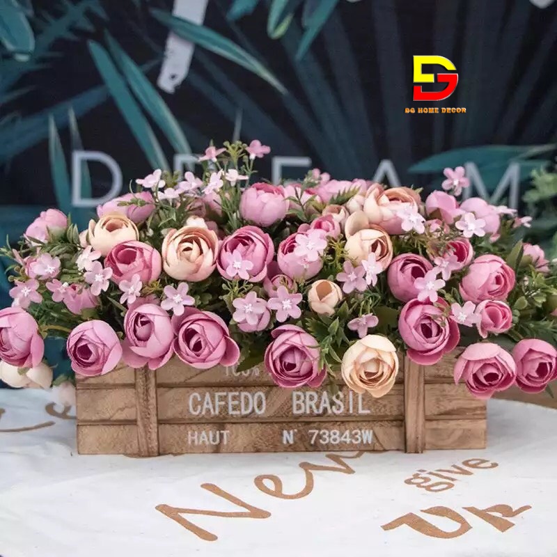 Giỏ Hoa Để Bàn Chậu Hoa Giả Decor Nhiều Mẫu Trang Trí Bàn Trà Kệ Tủ Làm Quà Tặng Độc Đáo DG-69