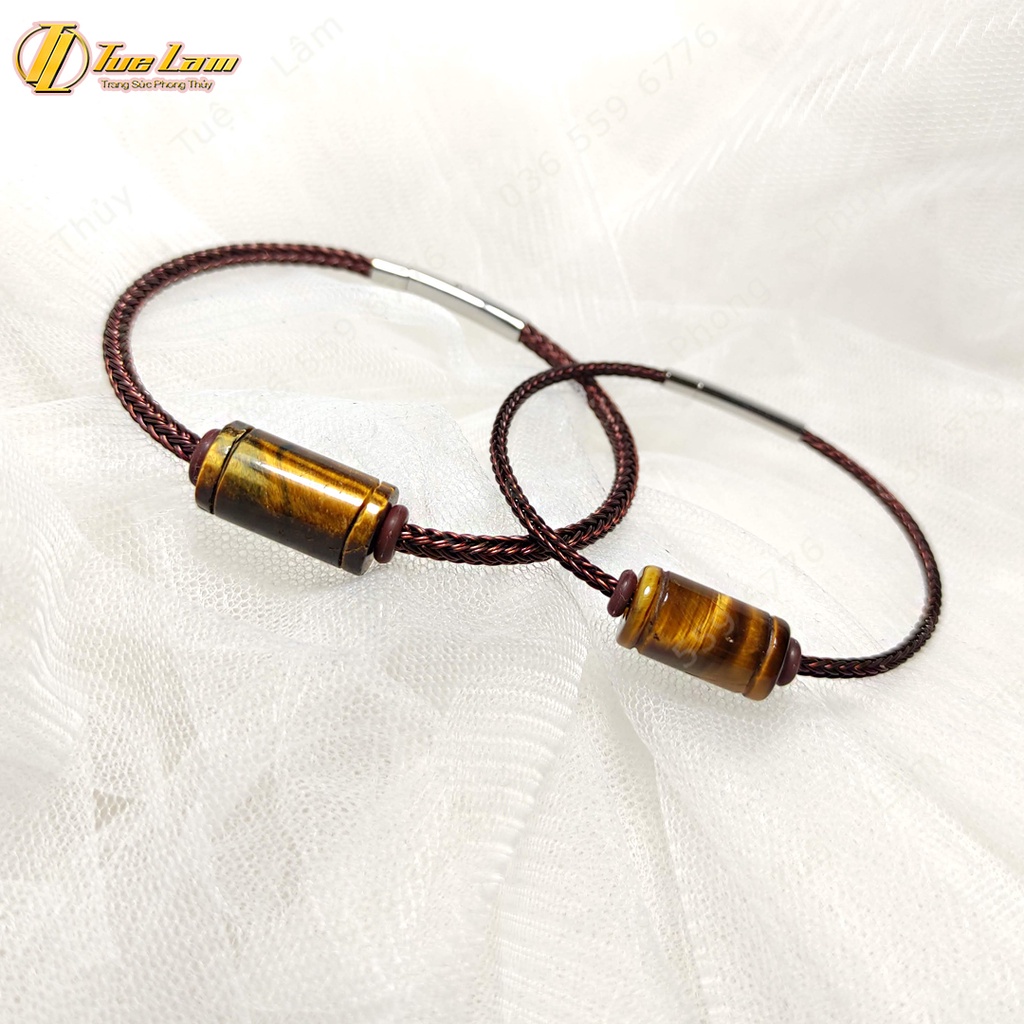 Vòng tay may mắn cặp đôi lu thống màu nâu vàng hợp mệnh kim thổ, tài lộc may mắn