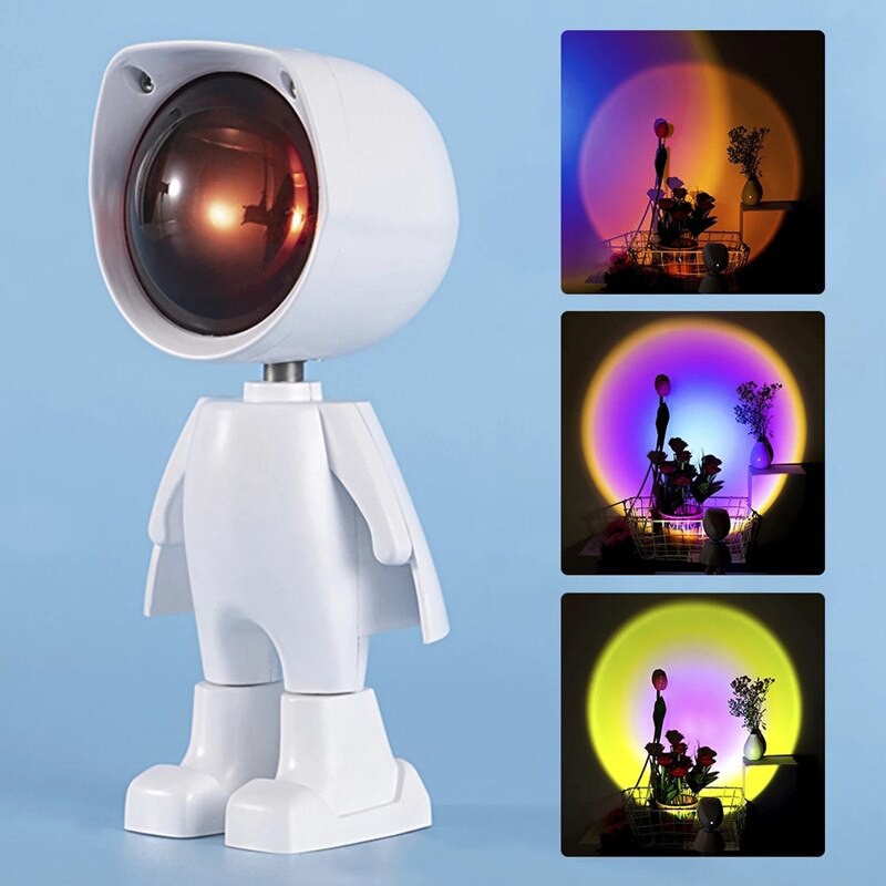 Đèn Hoàng Hôn Phi Hành Gia Không Dây Full 7 Màu - Đèn Led Robot dùng quay Tiktok, Decor, Live, Chụp Ảnh hot trend