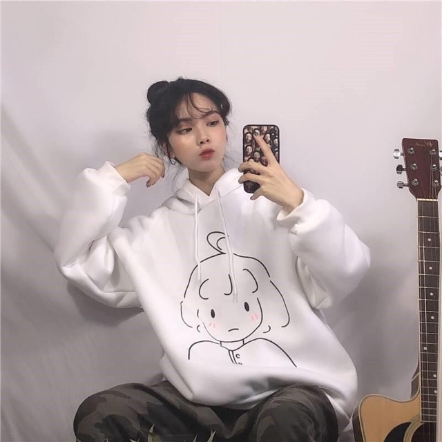 ÁO HOODIE NỮ, ÁO KHOÁC NỈ HÌNH CÔ GÁI ĐÁNG YÊU DỄ THƯƠNG FREESIZE FREESHIP
