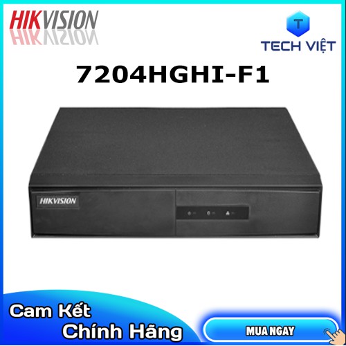 [HÀNG CHÍNH HÃNG] ĐẦU GHI HÌNH HIKVISION TURBO HD DVR 4 KÊNH 7204HGHI-F1 ( VỎ KIM LOẠI )