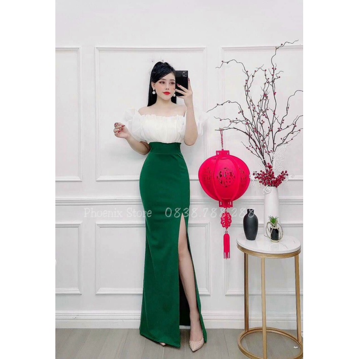 ĐẦM DẠ HỘI PHỐI VOAN TƠ KIẾNG XẺ ĐÙI QUYẾN RŨ UP HHP FASHION