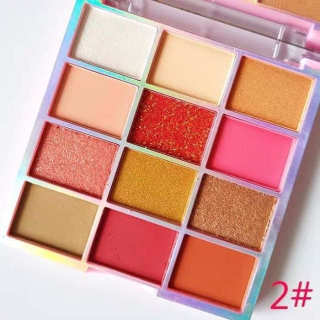Bảng màu mắt 12 ô Lameila eye shadow thiết kế nắp ngoài nhũ chảy xinh xắn bên trong kèm gương tiện lợi
