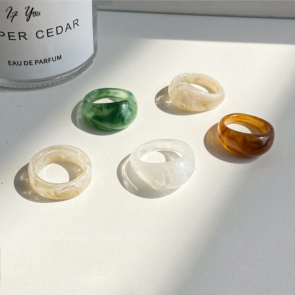 Nhẫn AY nhựa trong suốt họa tiết sáng tạo với nhiều màu tùy chọn