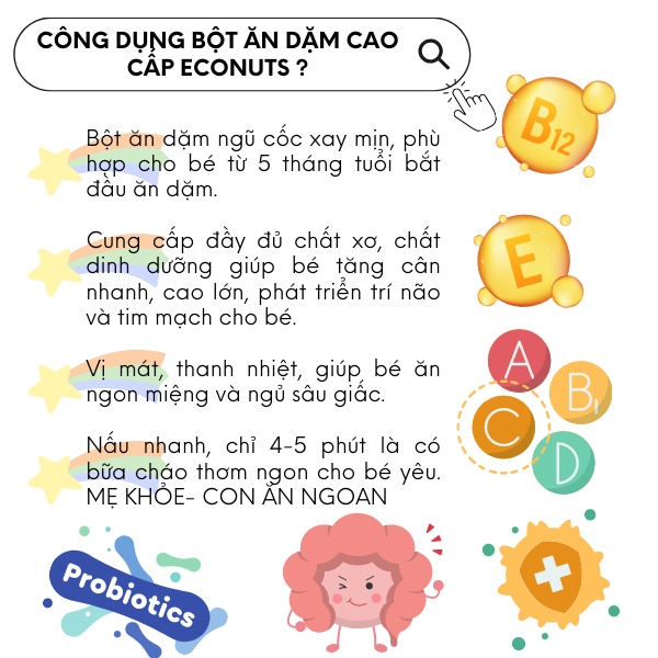 Bột gạo ăn dặm cho bé ECONUTS, bột ngũ cốc ăn dặm truyền thống dinh dưỡng 100% hữu cơ
