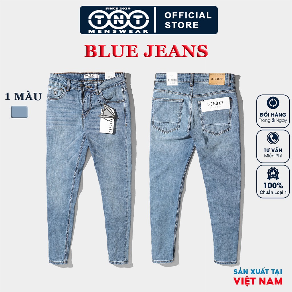 [ HÀNG ĐỘC QUYỀN DEFOXX ] Quần jean nam xanh đậm, vải cao cấp, không xù lông, không bai nhão và ra màu,  form slim fit.