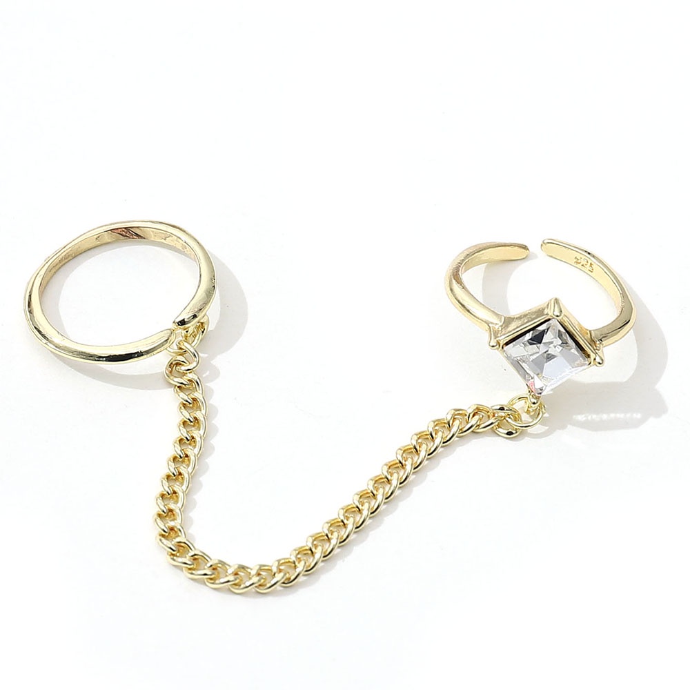 Bộ 2 Nhẫn Có Thể Điều Chỉnh Phối Dây Xích Phong Cách Retro Sang Trọng