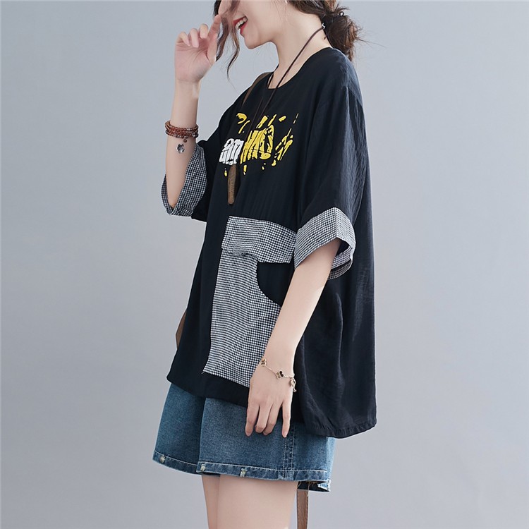 B220 Áo bigsize phối túi kẻ caro thời trang | BigBuy360 - bigbuy360.vn