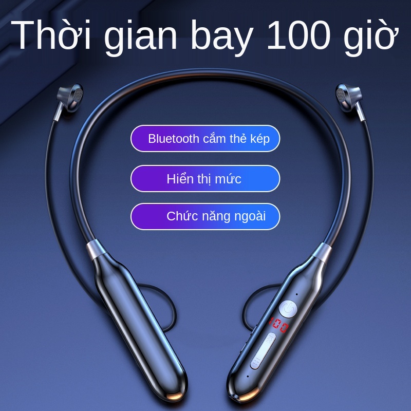 ✠◐Tai nghe Bluetooth thể thao không dây 2021 loại mới đeo cổ đeo hai tai chạy thẻ trò chơi thời lượng pin cực lâu ở chế