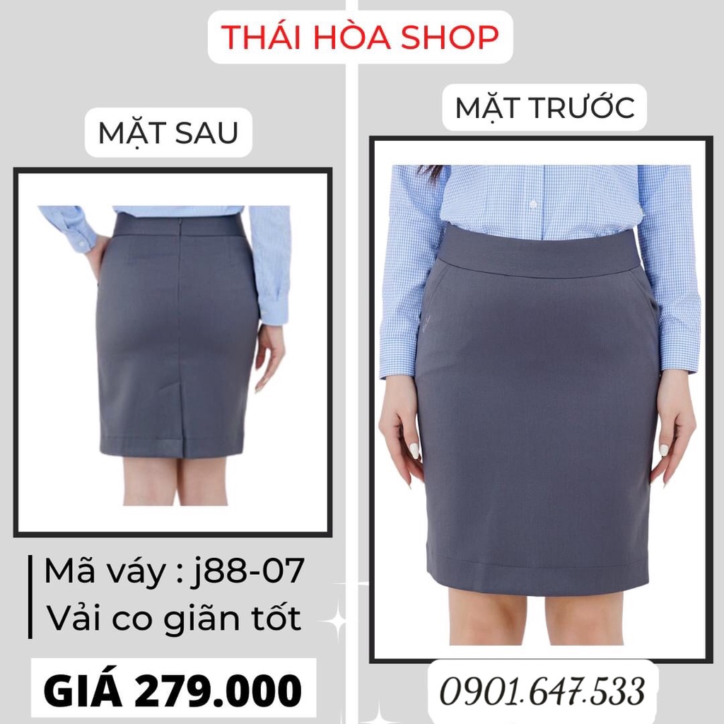 Chân váy Thái Hòa chất vải đẹp giãn nhẹ màu xám j88