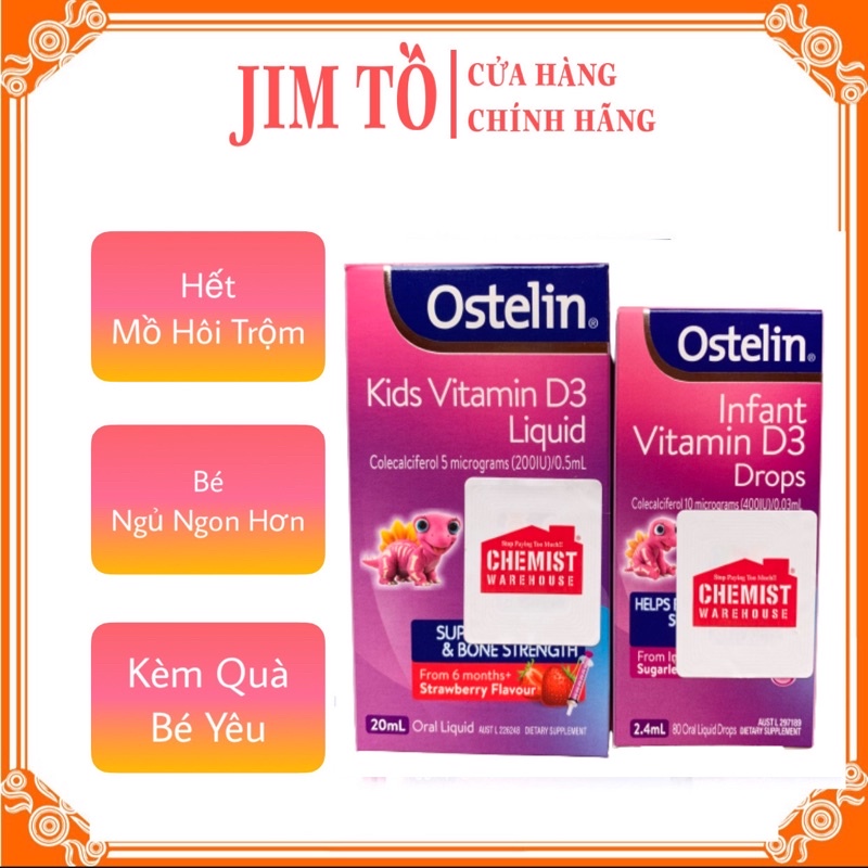 Vitamin d3 Ostelin của Úc cho trẻ sơ sinh và trẻ từ 6 tháng - shop Jim Tồ