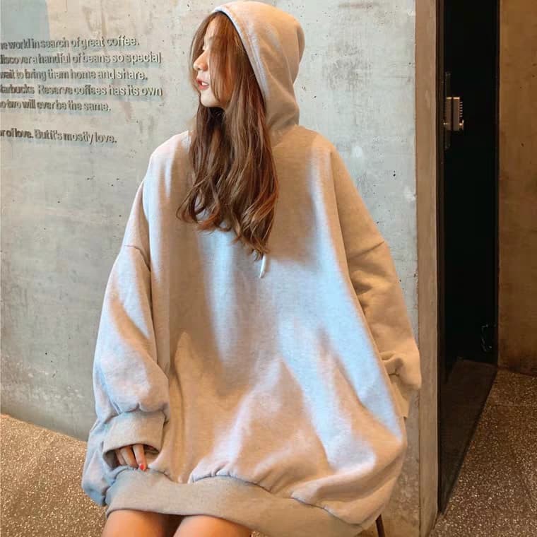 ORDER | ÁO HOODIE ULZZANG DÀI TAY FORM RỘNG TRƠN