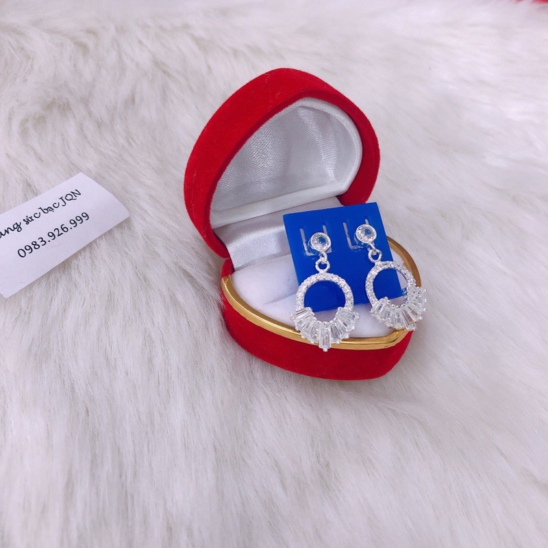 Bông tai nữ bạc thật giá rẻ đính đá nhỏ xinh xắn chất liệu bạc ta giá sỉ/ Trang sức JQN