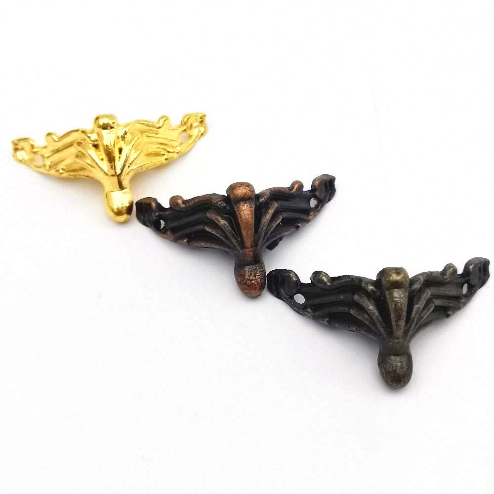 Set 4 chân đế bảo vệ góc bàn bằng đồng thau phong cách hoài cổ