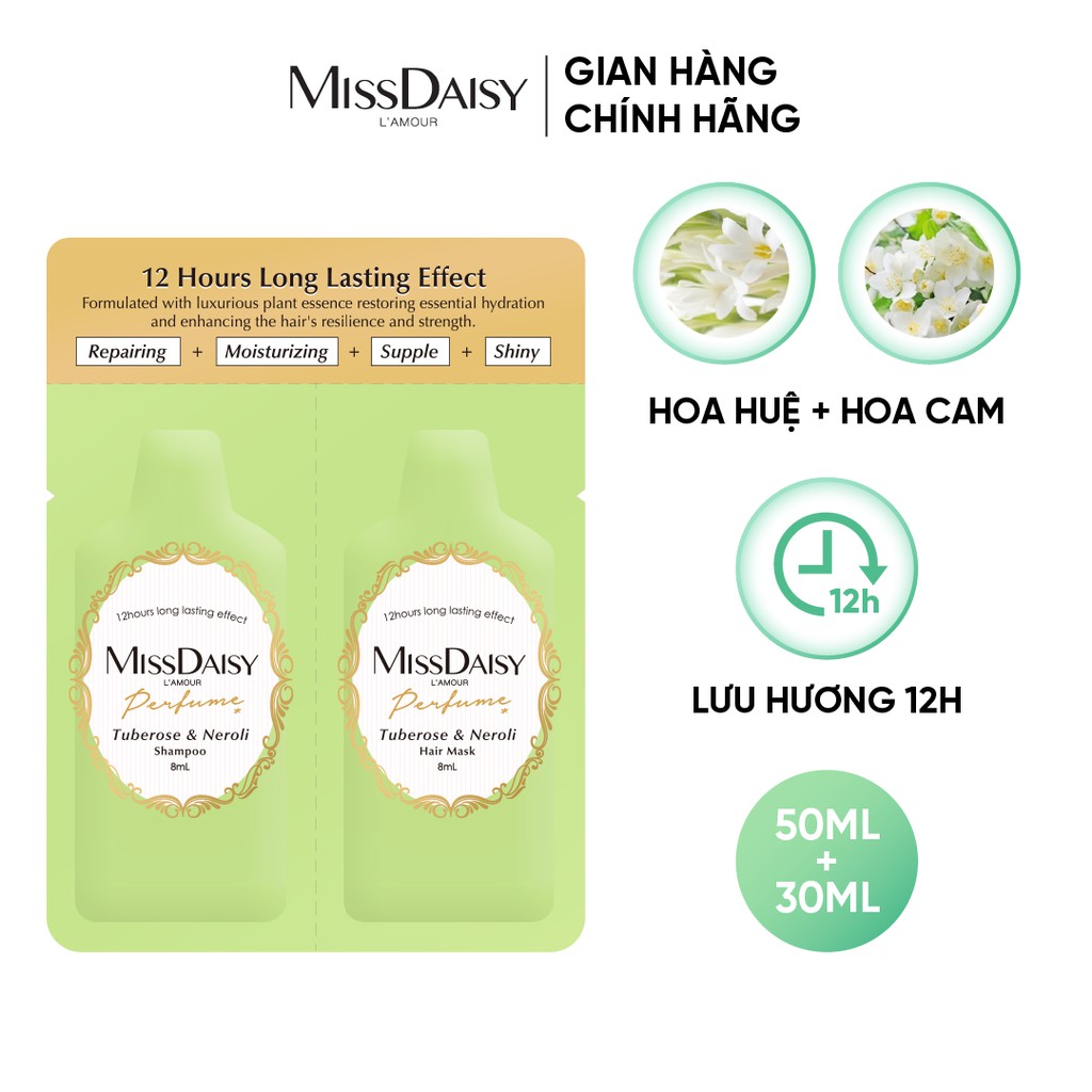 Bộ Dùng Thử Chăm Sóc Tóc Hương Nước Hoa MISSDAISY Chiết Xuất Hoa Huệ & Hoa Cam