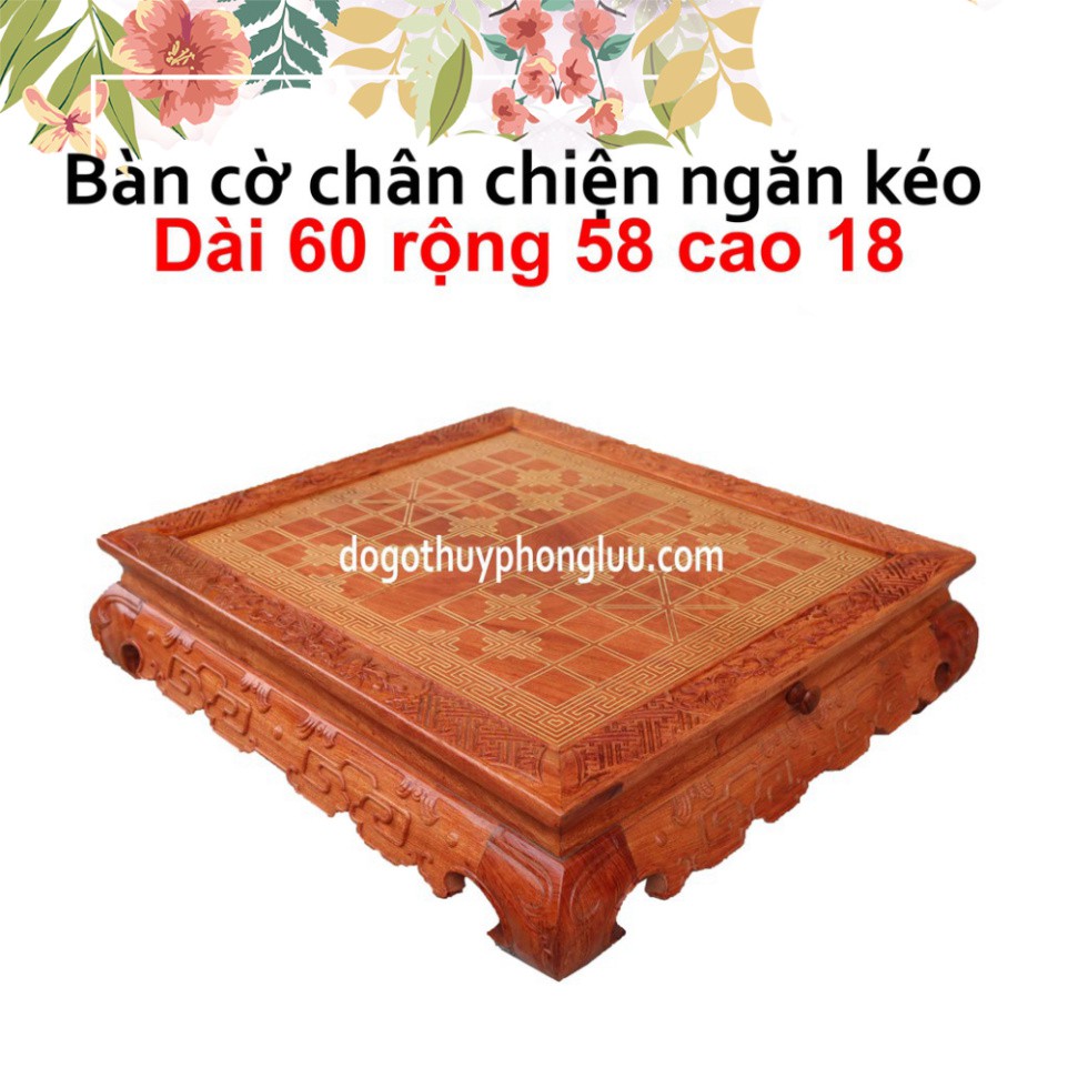 Bàn cờ tướng chiện gỗ hương đá kẻ đẹp cỡ 60x58 cao 18