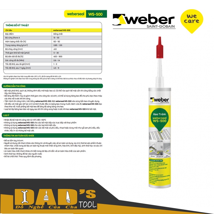 KEO SILICONE TRUNG TÍNH DẠNG ỐNG 300ml  WEBERSEAL WS-500