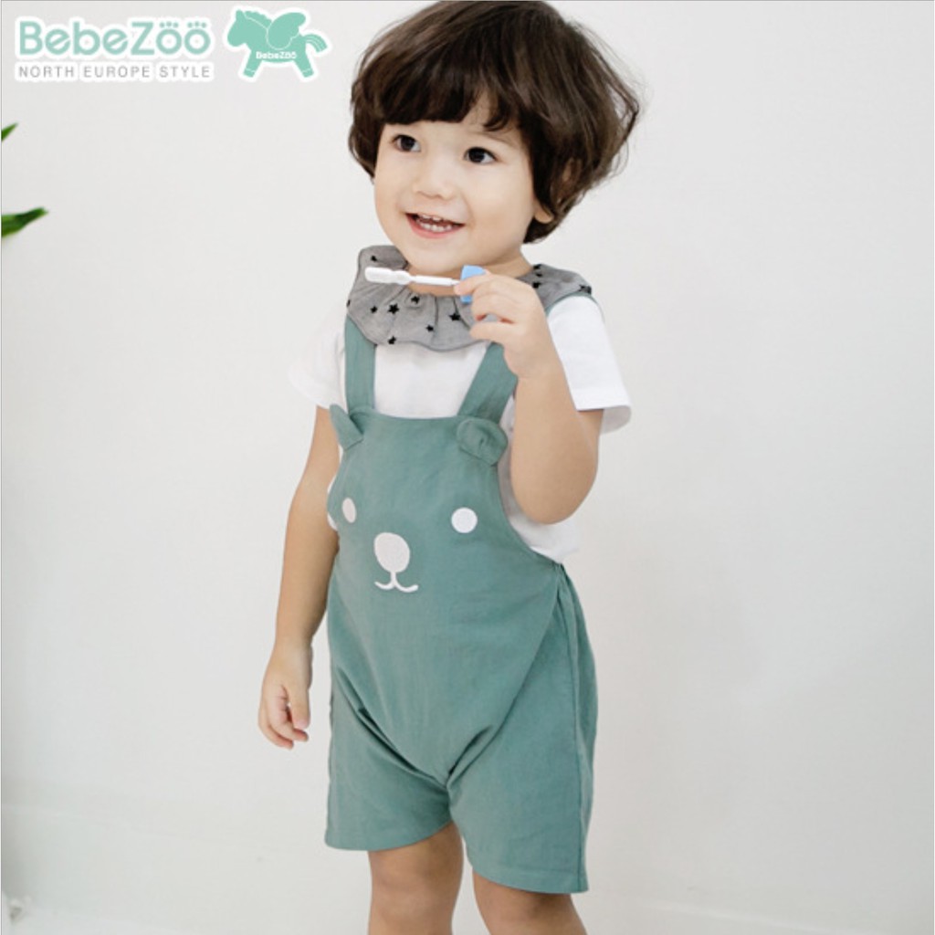 Quần bé gái/ bé trai Hàn Quốc Bebezoo _ Yếm gấu xanh