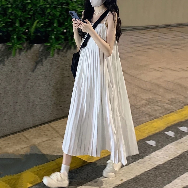 Đầm Hai Dây Xếp Li Dáng Xoè Dài Taobao Order Kèm ẢNH THẬT