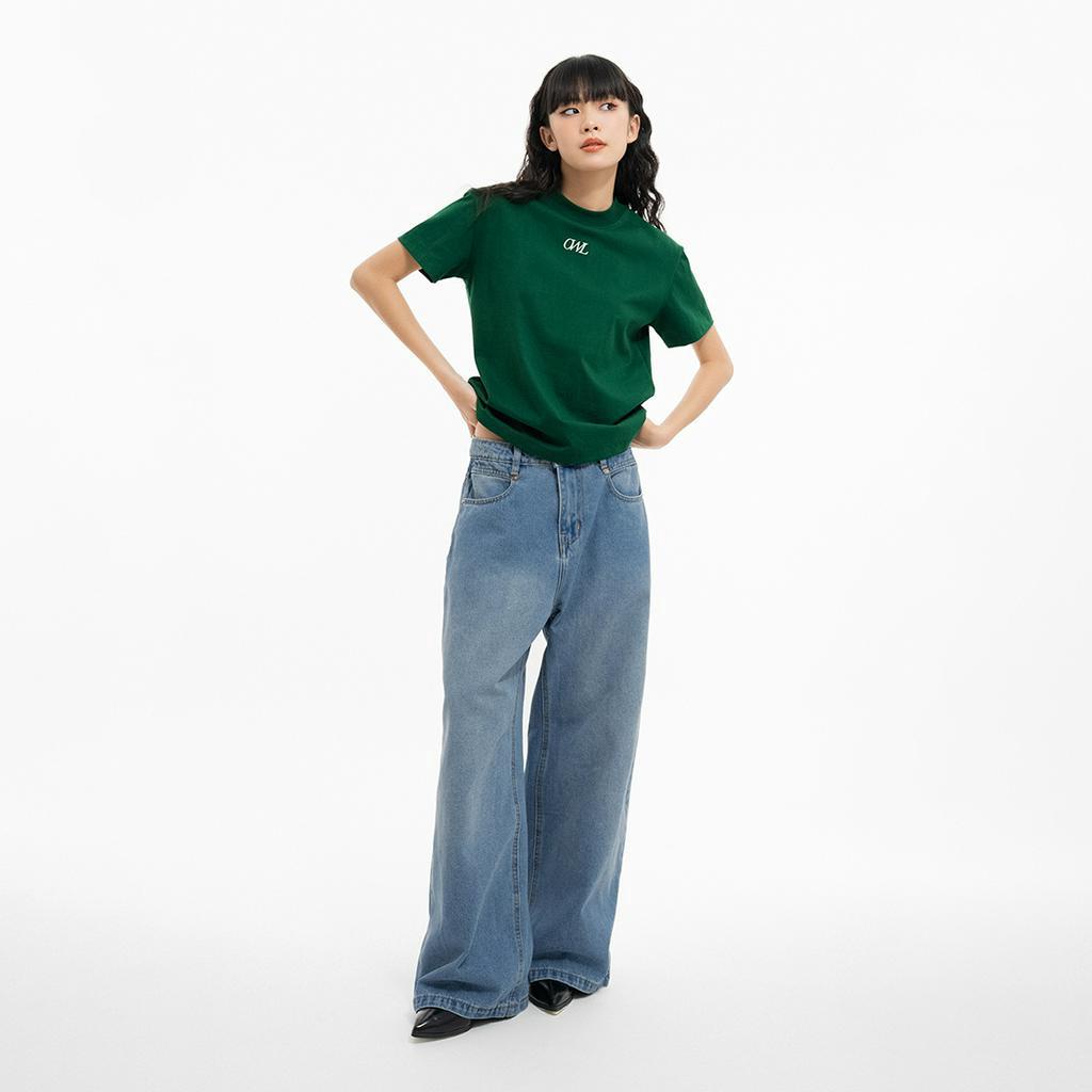 Áo thun nữ Owlbrand thêu logo /Xanh lá