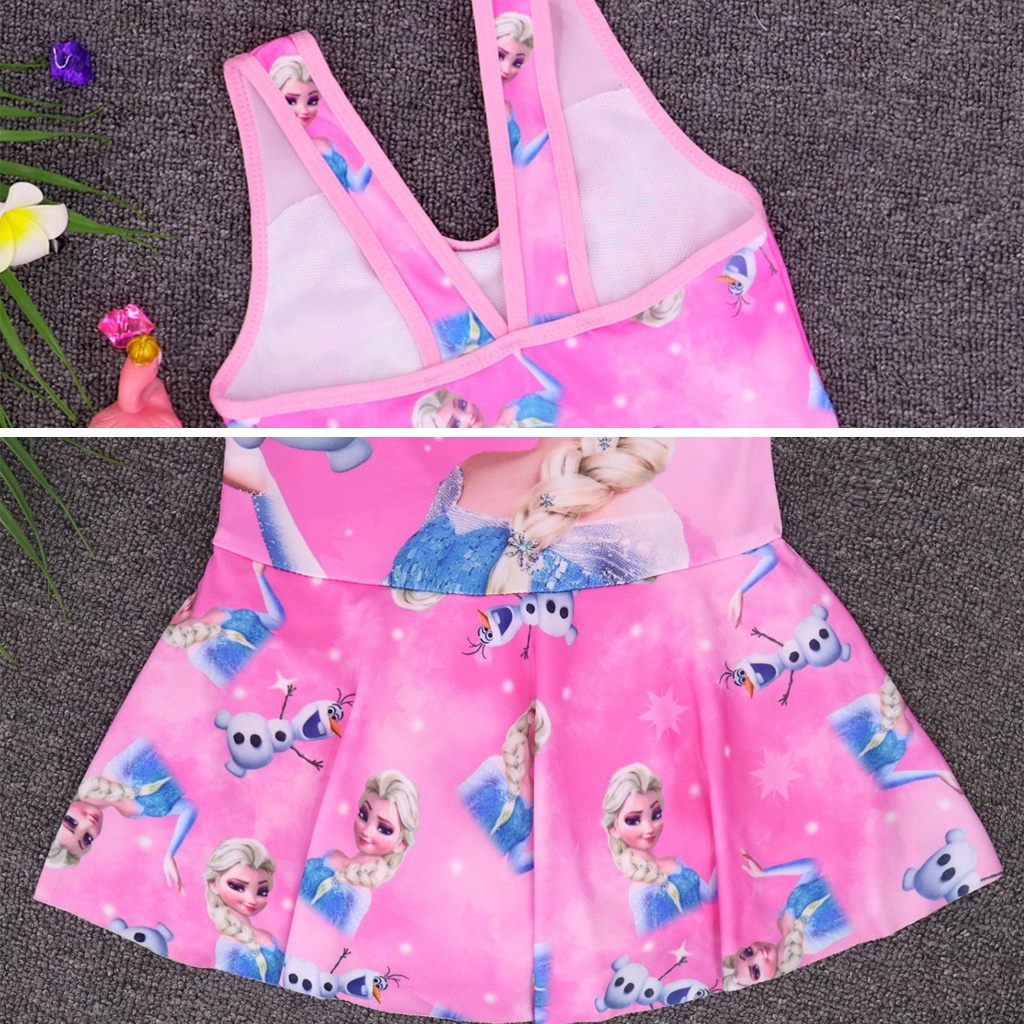 Bộ Đồ Bơi Một Mảnh Không Tay In Hoạt Hình Frozen Elsa Dễ Thương Cho Bé Gái