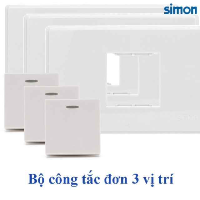 Bộ 3 công tắc điều khiển 1 bóng đèn lắp đế nổi hoặc âm chuẩn chữ nhật