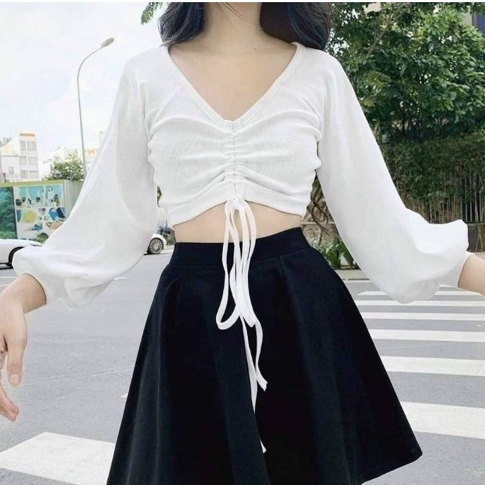 ÁO TAY PHỒNG DÀI CNAS RÚT GIỮA màu trắng đen vàng CN-TPD