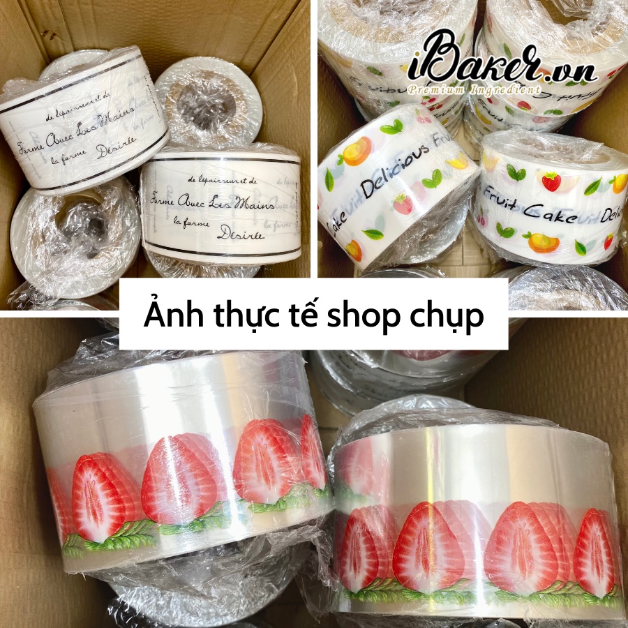 [1kg] Cuộn mica họa tiết/ in hình bọc thành bánh Mousse, trang trí bánh kem