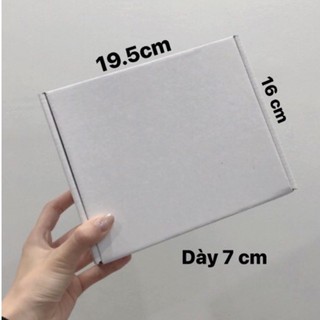 50 Hộp carton thùng giấy nắp gập 3 lớp 2 mặt trắng và nâu - Kích thước 19.5x16x7cm