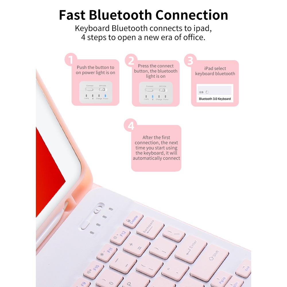 Bao da máy tính bảng kèm bàn phím không dây từ tính cho Air 4 3 2 1 Case 10.2 7th 8th  Pro 11 10.5 Air 3