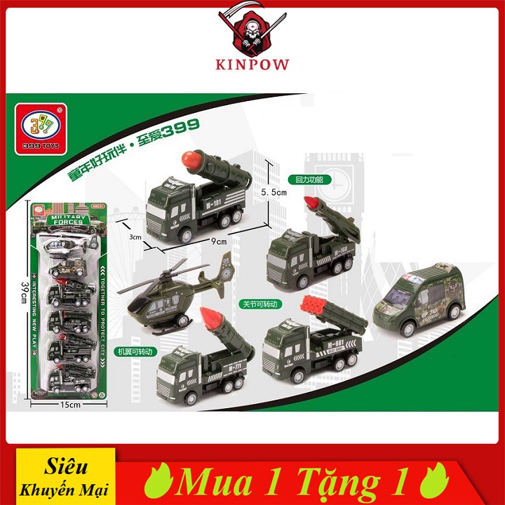 Đồ Chơi Mô Hình Xe Quân Sự KINPOW Chạy Đà Cót, Gồm 6 Xe Mini, Màu Xanh Lục Đẹp, Cho Bé Đam Mê Sưu Tập