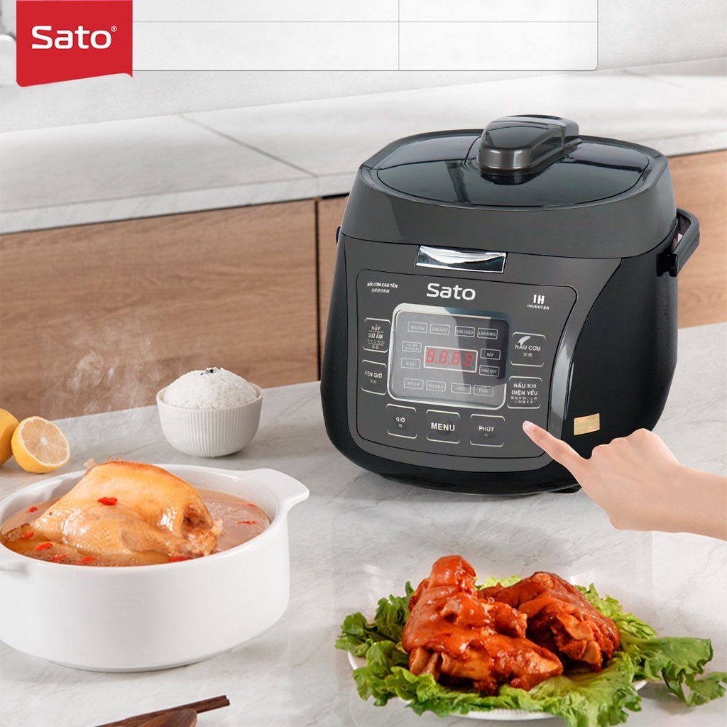 Nồi cơm điện cao tần, Nồi cơm điện SATO 18CT011  dung tích1.8L - hàng chính hãng bảo hành 12 tháng