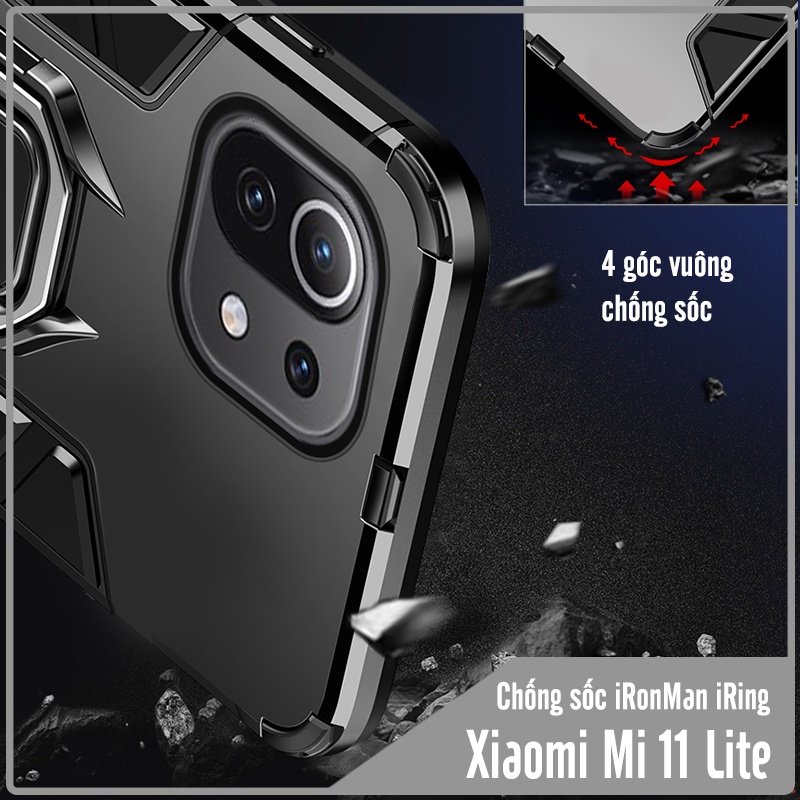 Ốp lưng cho Xiaomi Mi 11 Lite 4G - 5G - NE iRON MAN IRING Nhựa PC cứng viền dẻo chống sốc
