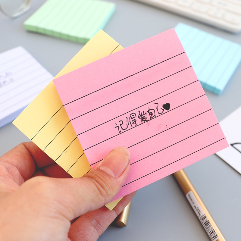 Giấy note ghi chú có dòng kẻ sắc màu, giấy nhớ có dòng kẻ hình vuông E1147