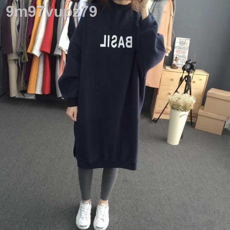 Quần áo bà bầu mùa thu cho con bú cộng với kích thước phiên bản Hàn Quốc dài len cashmere đông váy