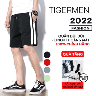 Quần Short Đũi Nam Tigermen Quần Đùi Nam Mùa Hè Vải Đũi Linen Cao Cấp Nhẹ Mát Thấm Hút Mồ Hôi 2 Sọc