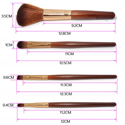 [Hàng mới về] Set 4 cọ trang điểm tô son kẻ mày đánh phấn mắt má hồng tiện dụng