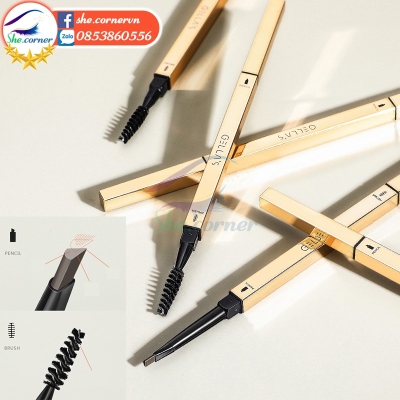 Chì kẻ mày đầu tam giác nhỏ lâu trôi Gella's Small Gold Stick Eyebrow Pencil MB20 đầu 0.5-3mm