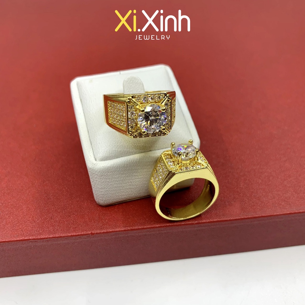 Nhẫn nam đính đá xi mạ vàng 18k - N56