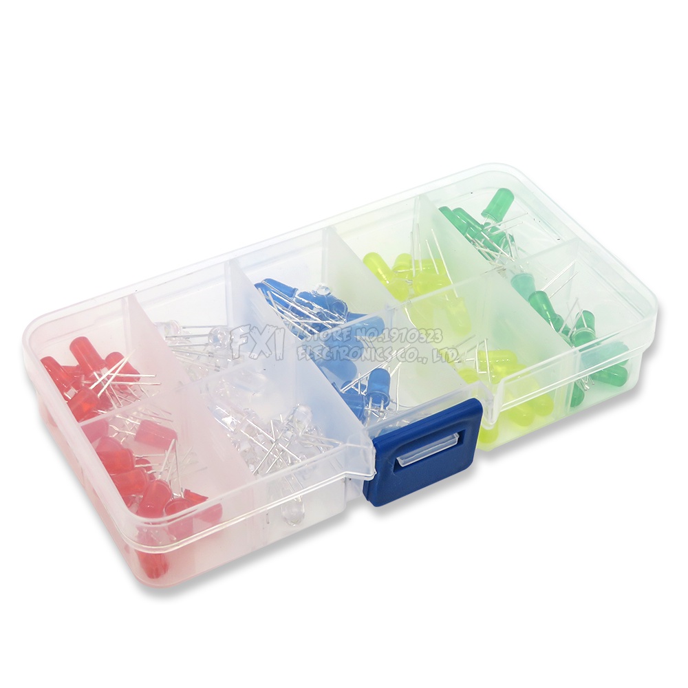 Bộ 100 Đèn LED Đi Ốt 5MM Nhiều Màu Sắc Kèm Hộp Đựng